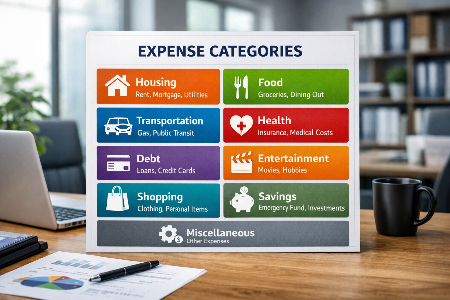 Ausgabenkategorien für Budgetplanung